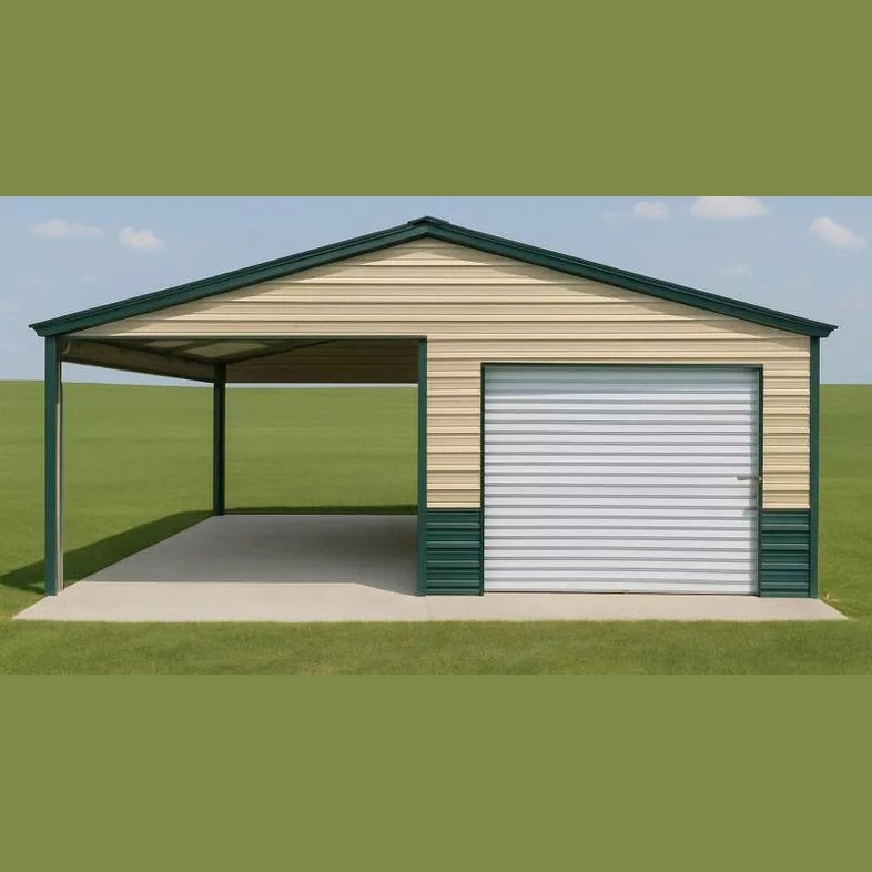 24'x25'x8' Side-Combo Garage Carport Shed