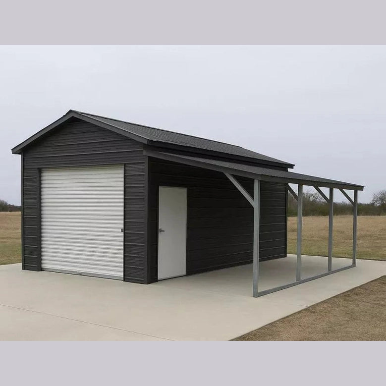 12' x 20' x 9' One Car Garage with 8' Lean-To