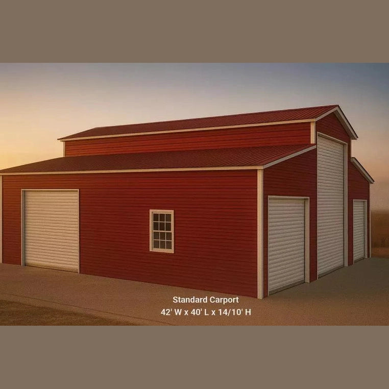 42'x40'x14'/10' Triple Wide Enclosed Barn