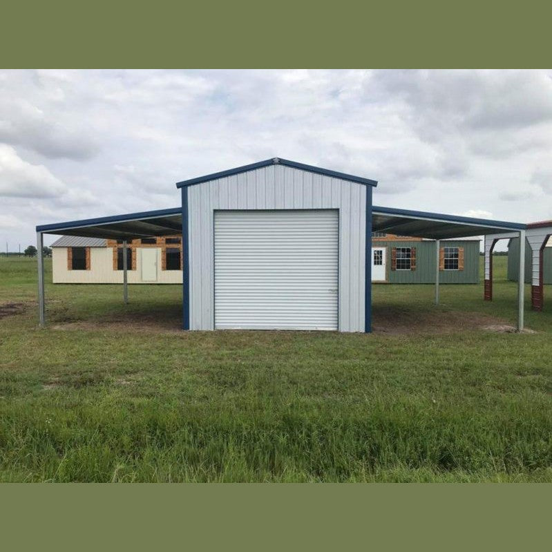 Ready Built Steel 39 x 20 x 12/8 TEXAS ONLY STEEL POST FRAME GARAGE