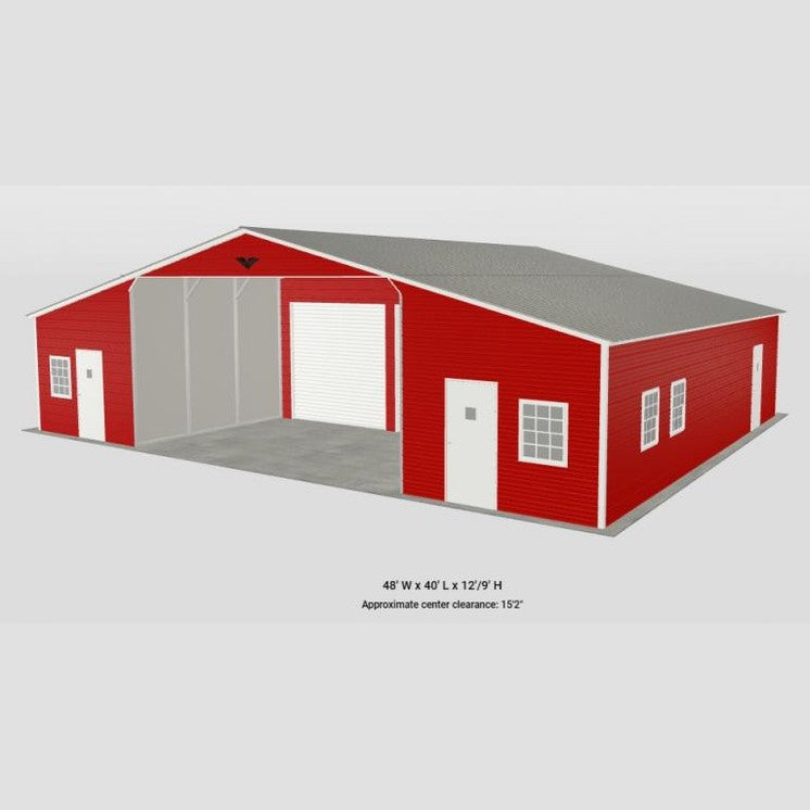 48' x 40' x 12'/9' Triple-Wide Workshop Garage Barn