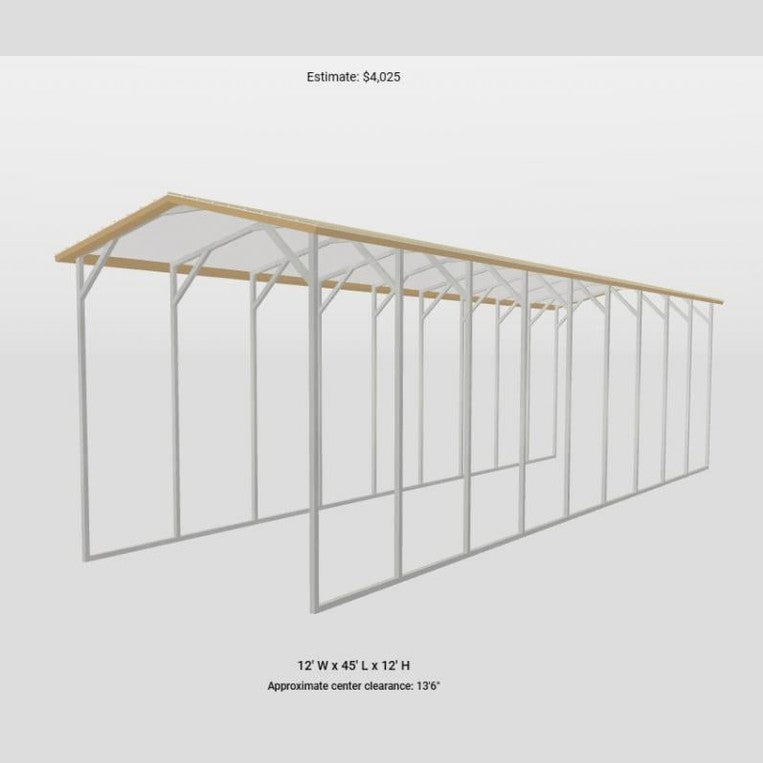 48' x 45' x 12' Four-Unit RV Cover Storage or Resort Park Carport