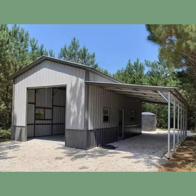 18' x 30' x 12' Garage Workshop with Lean To