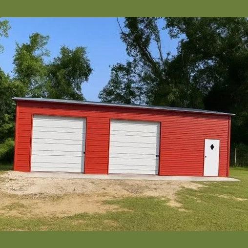 22' x 30' x 9' Red Two Car Garage Workshop