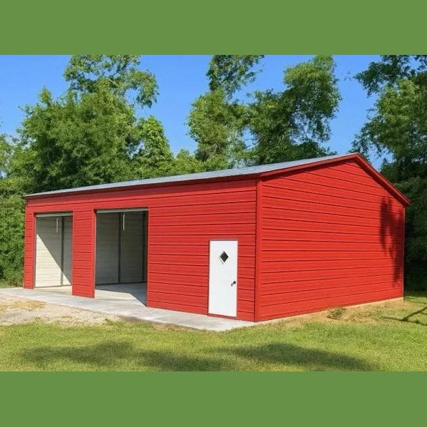 22' x 30' x 9' Red Two Car Garage Workshop