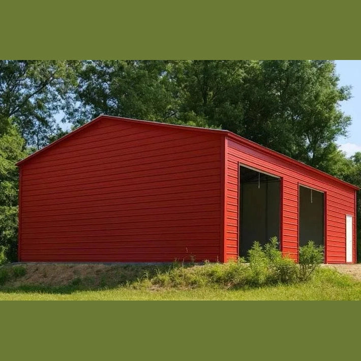 22' x 30' x 9' Red Two Car Garage Workshop