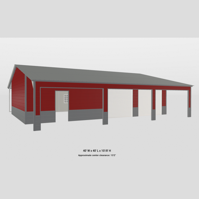 24' x 40' x 10' with 2 lean-to Garage, Store-Front