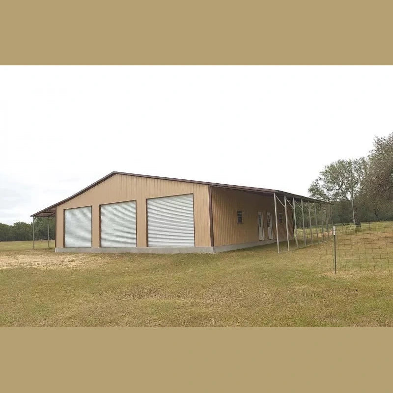 50' x 50' x 11' with dual 12' Lean Tos & Center Divider