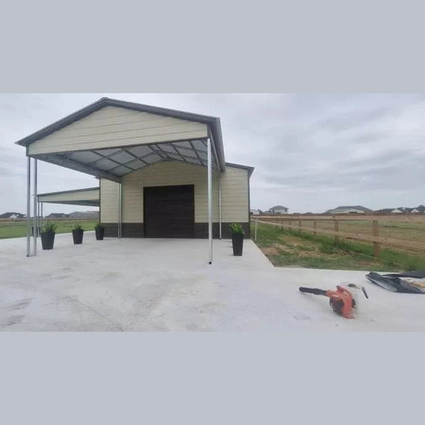 30' x 40' x 12' with Front & Side Leans Combo Garage Carport