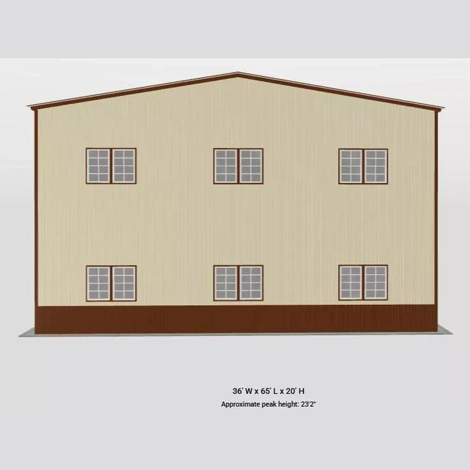 36' x 65' x 20' Two-Story Barndominium Shell Metal Building