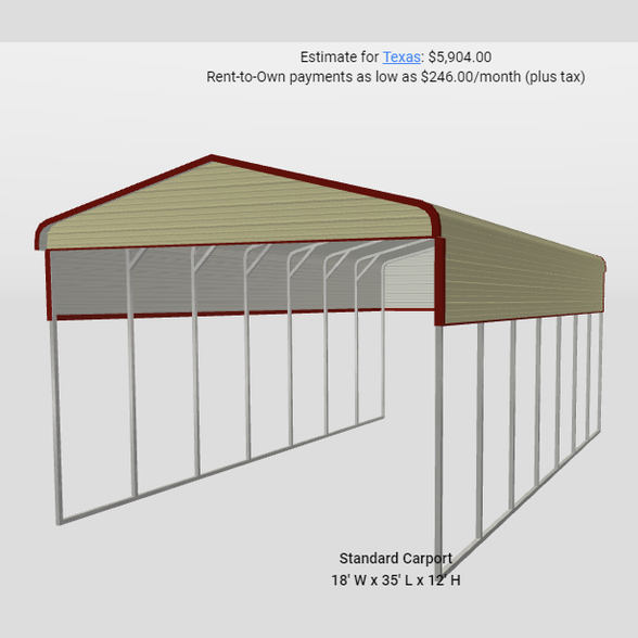 18' x 35' x 12' Regular Roof RV Cover - Gabled Ends