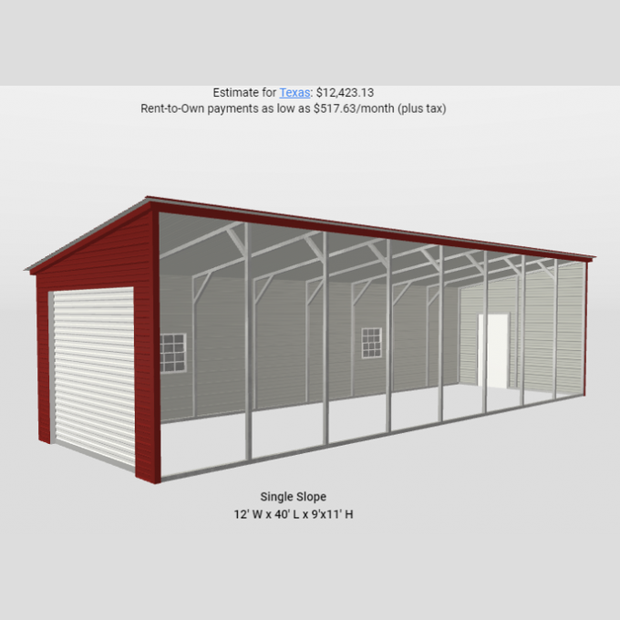 12' x 40' Lean To Addition