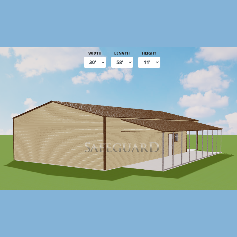 42' x 60' x 11' Garage / Pavilion / Workshop with Lean-To
