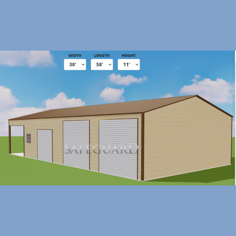 42' x 60' x 11' Garage / Pavilion / Workshop with Lean-To