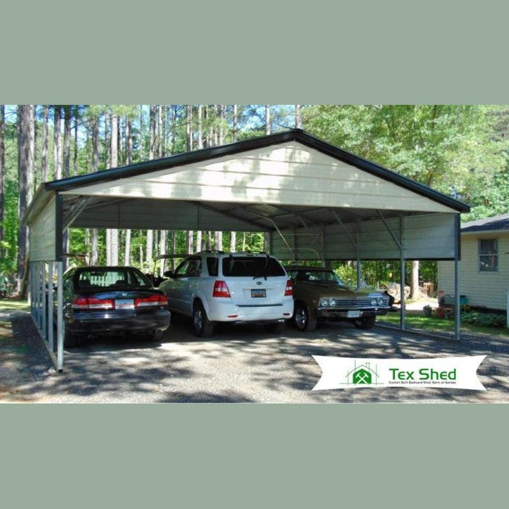 24' x 25' x 8' A-Frame Style, Triple-Wide 3 Car Metal Carport