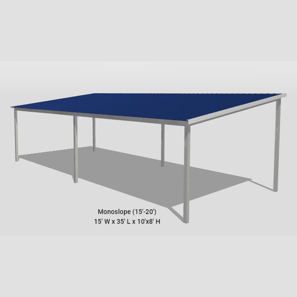 TEXAS ONLY - 15' x 35' Galvanized Steel Post Frame Mono-Slope Parking or Patio
