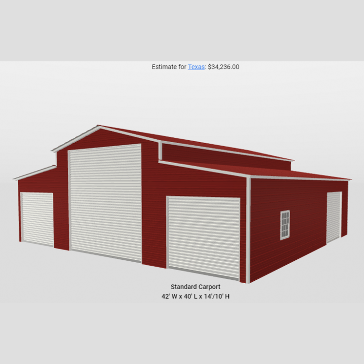 42'x40'x14'/10' Triple Wide Enclosed Barn