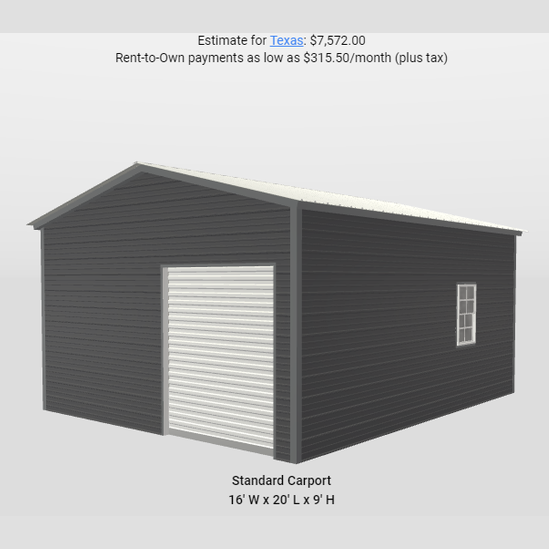 16' x 20' x 9' Garage Shop Workshop