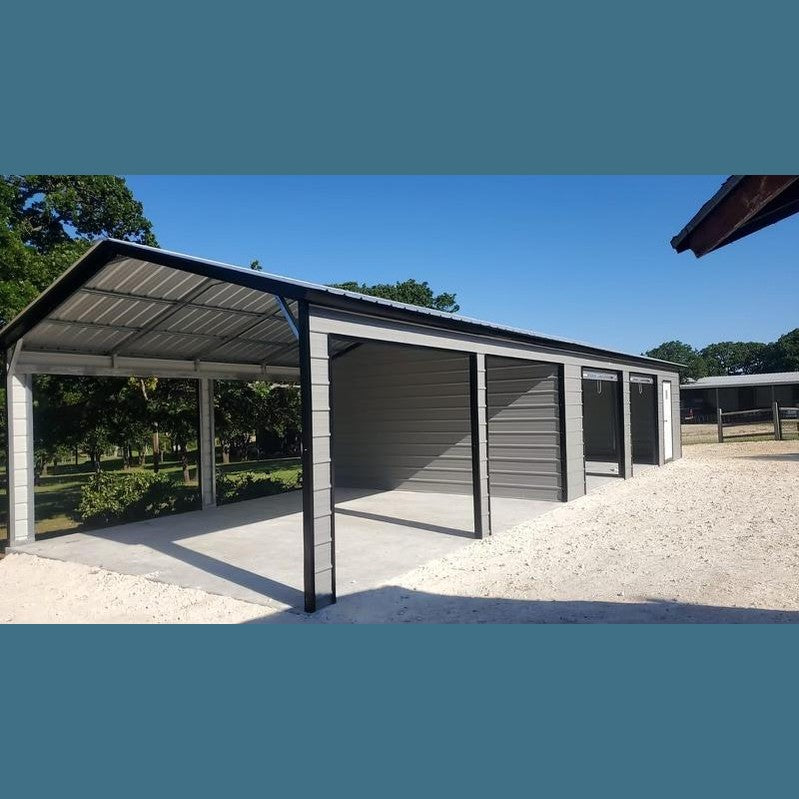 20'x50'x9' Four Car Garage Carport Combo