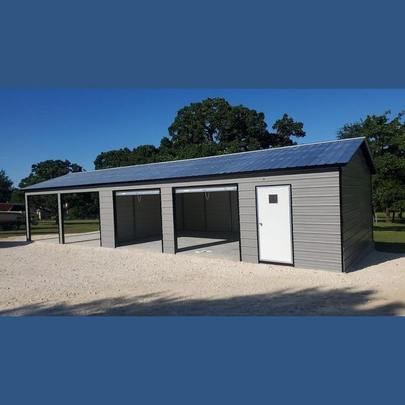 20'x50'x9' Four Car Garage Carport Combo