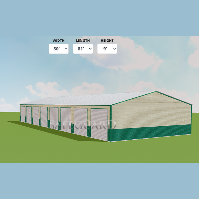 30'x80'x9' Sixteen Unit Storage