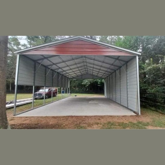 24' x 40' x 12' Vertical Roof RV Cover One Side Enclosed