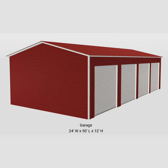 24' x 45' x 12' Side Entry 4 Car Garage Workshop
