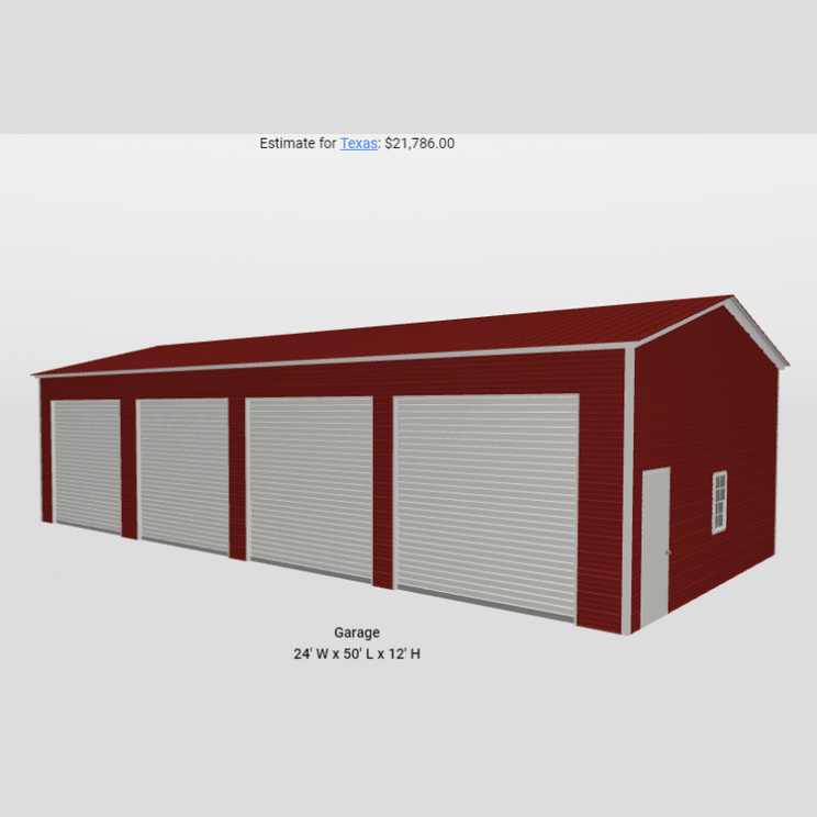 24' x 45' x 12' Side Entry 4 Car Garage Workshop