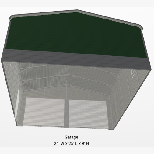 24 'x 25' x 9' Regular Roof Style Two Car Garage