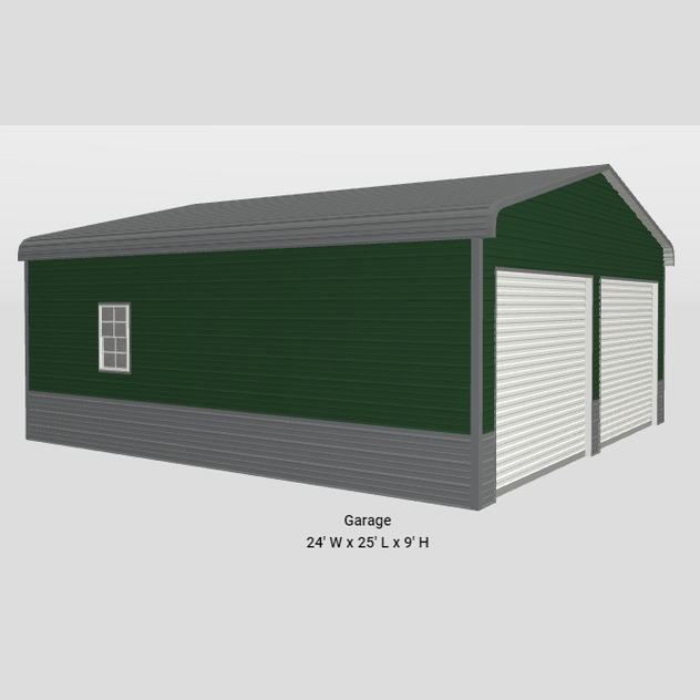 24 'x 25' x 9' Regular Roof Style Two Car Garage