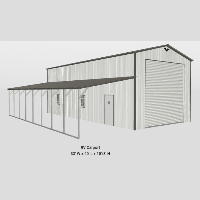 20 x 40 x 15/8 Vertical Roof RV Garage with Lean