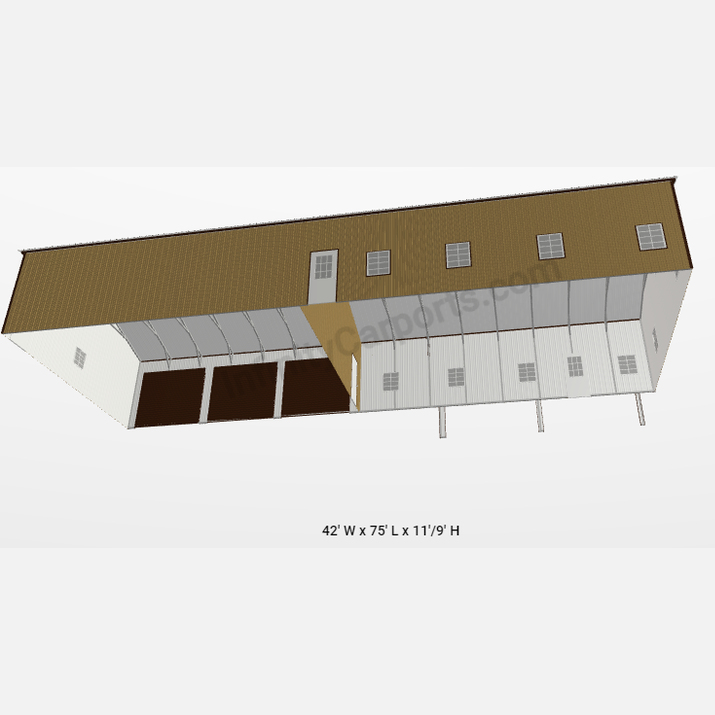 42'x75'x11' Barndo Shell with Garage