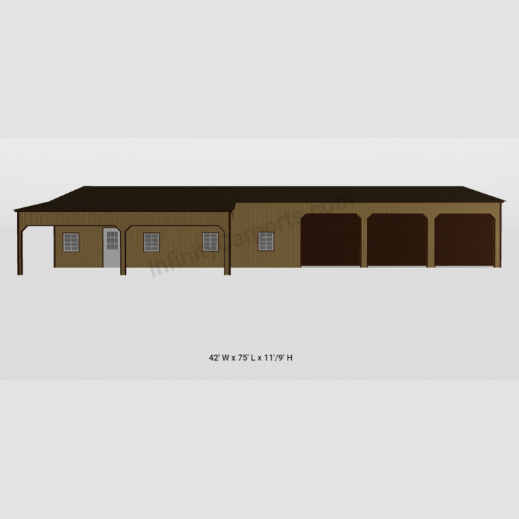42'x75'x11' Barndo Shell with Garage