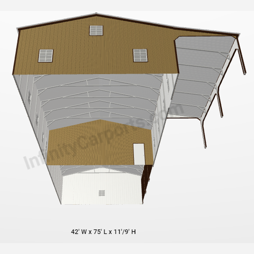 42'x75'x11' Barndo Shell with Garage