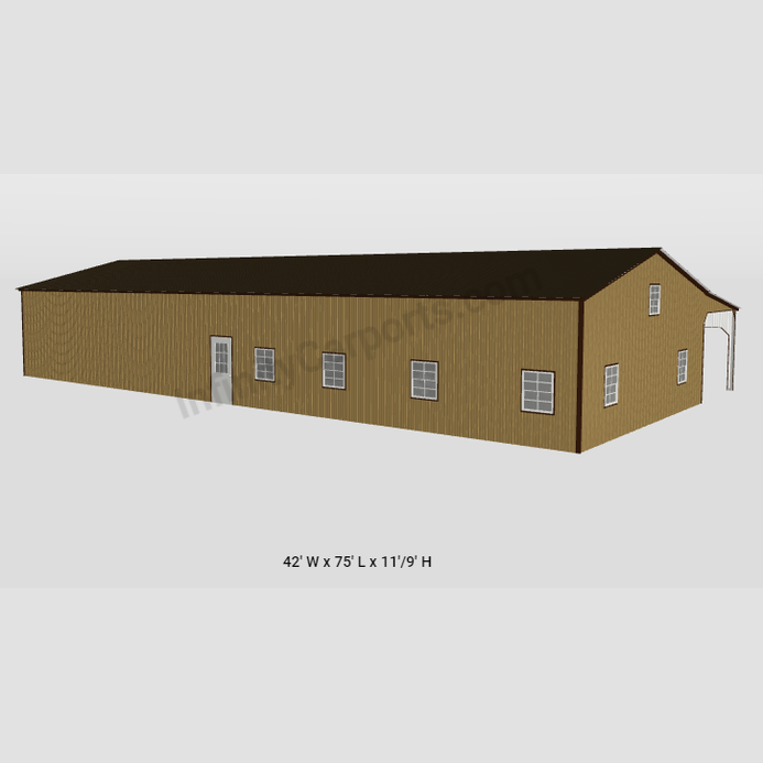 42'x75'x11' Barndo Shell with Garage