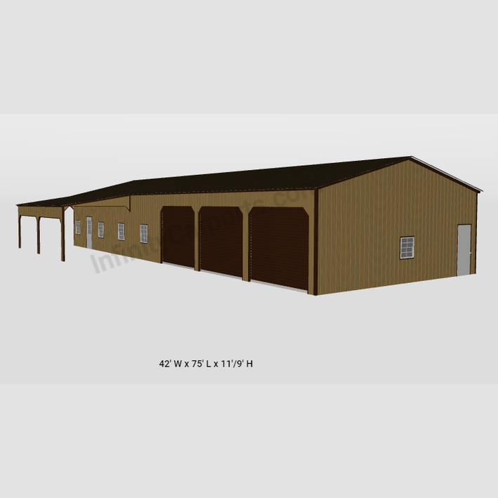 42'x75'x11' Barndo Shell with Garage