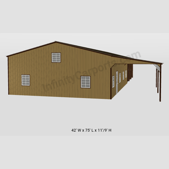 42'x75'x11' Barndo Shell with Garage