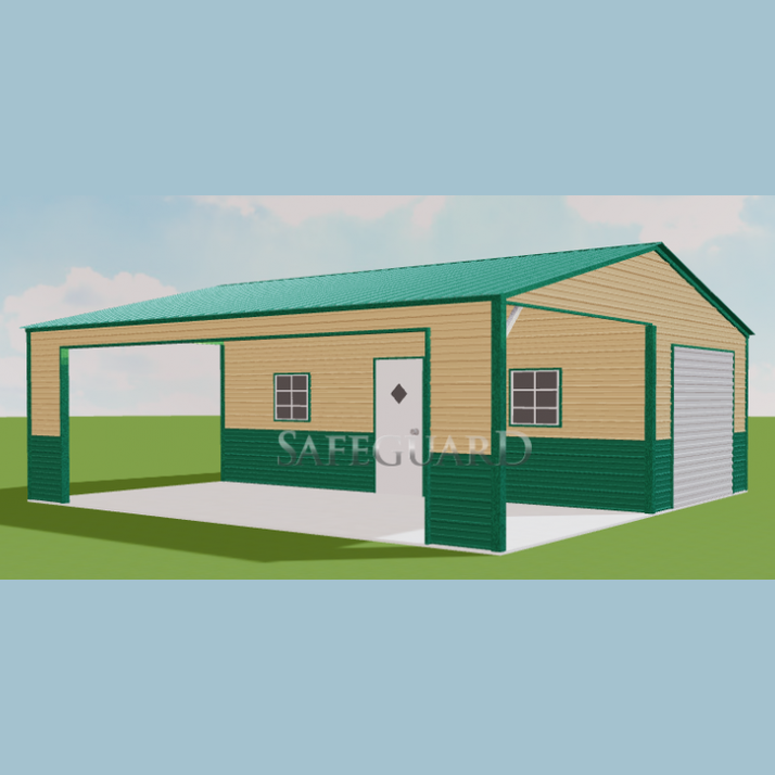 24'x25'x8' Side-Combo Garage Carport Shed
