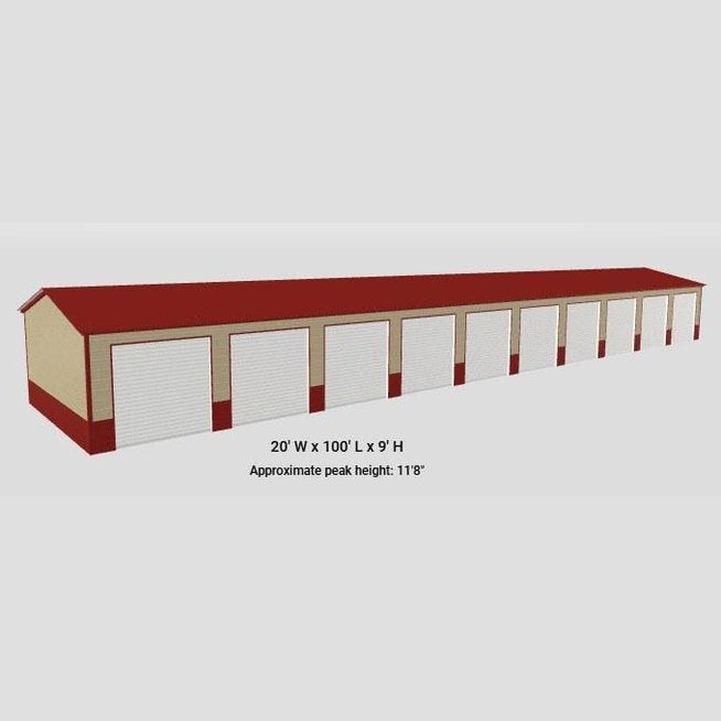 20' x 100' x 9' Ten Unit Storage Building