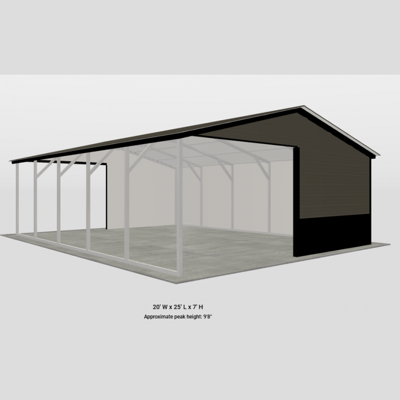 20' x 25' x 7' Vertical Roof Animal Shelter Barn
