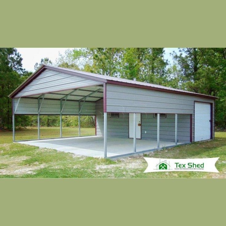 20' x 30' x 8' Vertical Roof Utility Carport - Shed Combo