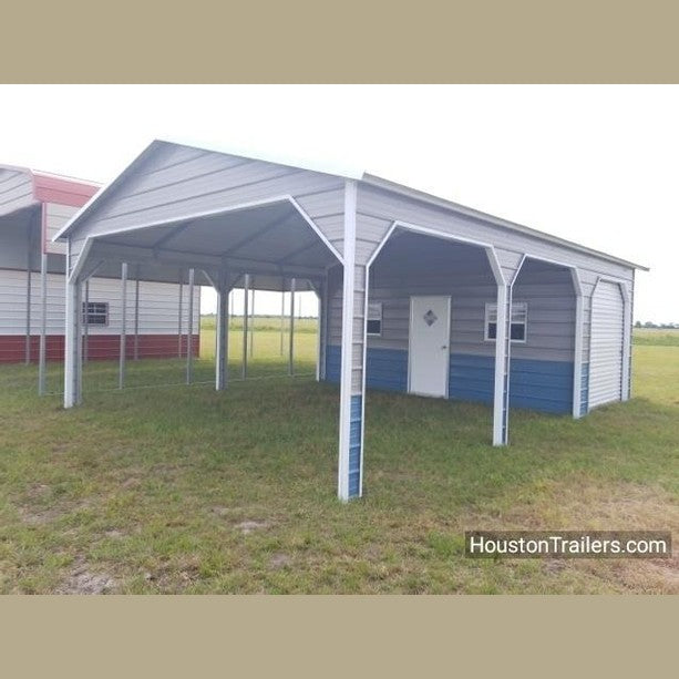 20' x 31' x 9' Two Car Carport - Shed Combo