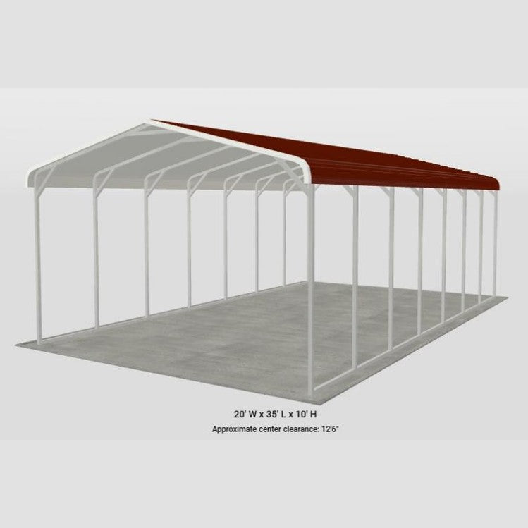 20' x 35' x 10' Regular Roof Two Car, Truck, Boat, Tractor Carport