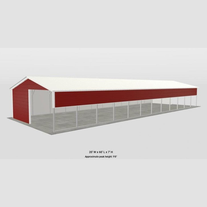 20' x 60' x 7' Loafing Shed Animal Shelter or Storage