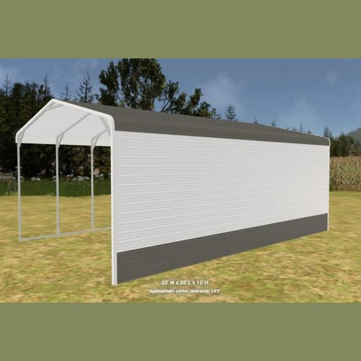 22' x 35' x 12' Partially Enclosed RV Cover - Equipment Storage Carport