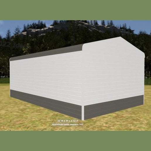 22' x 35' x 12' Partially Enclosed RV Cover - Equipment Storage Carport