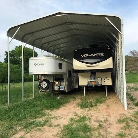 22' x 35' x 12' Partially Enclosed RV Cover - Equipment Storage Carport