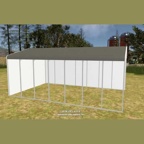 22' x 35' x 12' Partially Enclosed RV Cover - Equipment Storage Carport