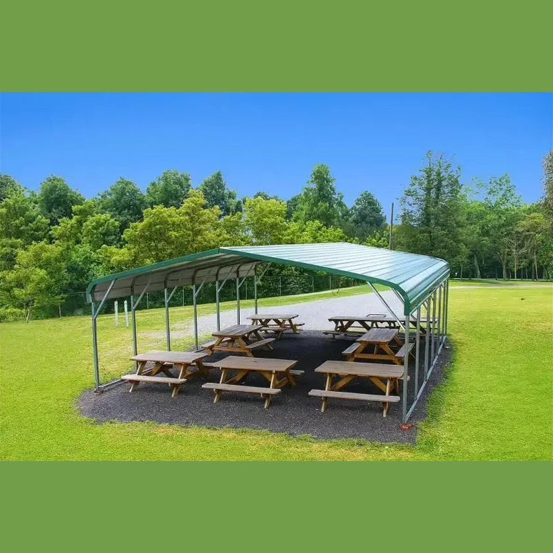 24' x 30' x 7' Three Car Regular Roof Carport Pavilion, Boat or Tractor Cover