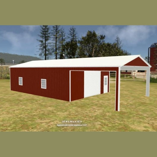 24' x 50' x 10' Combo Pavilion Garage Carport